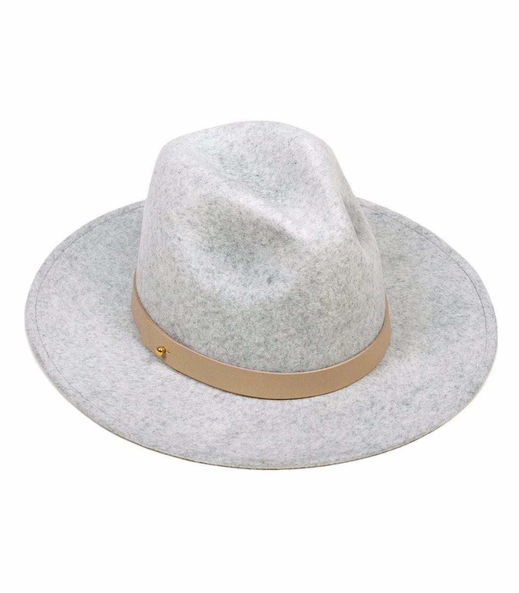 Lack Of Color Grey The Mack Fedora Leather Band Trim Boho Hat - House Of Huntington