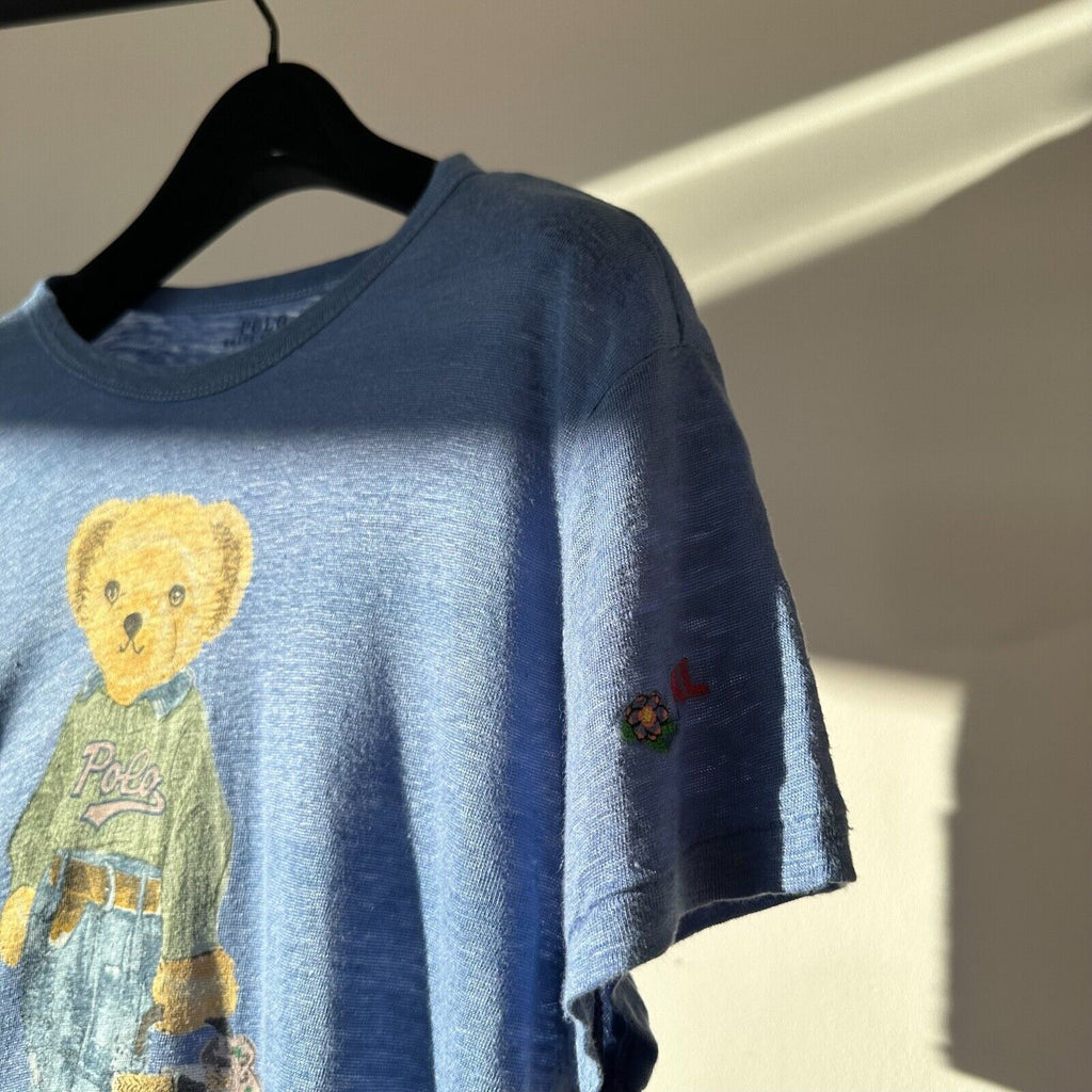 Polo Ralph Lauren Polo Teddy Bear Blue Linen Relaxed Tee