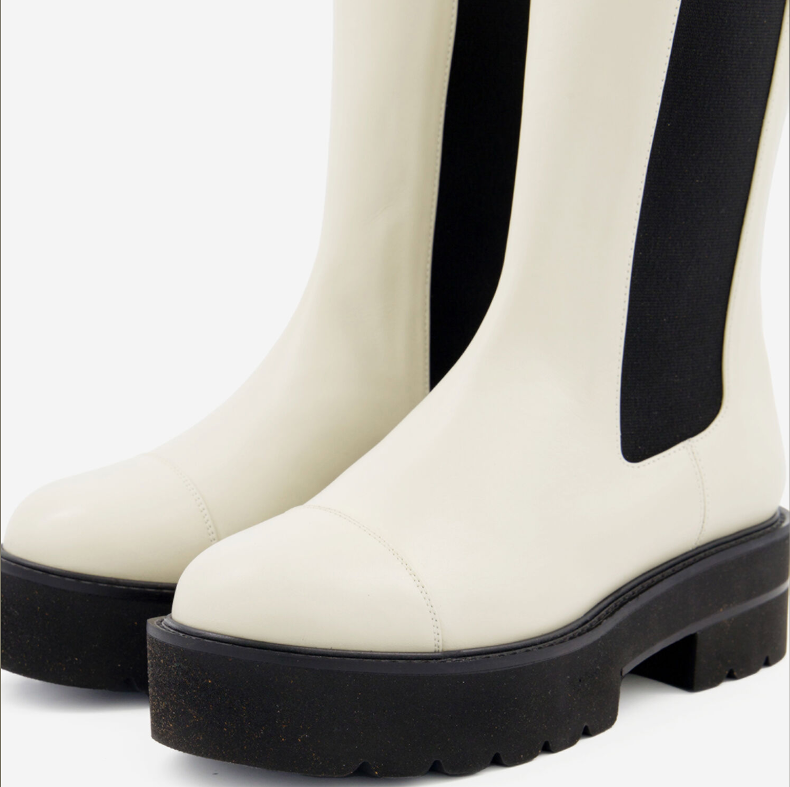 Stuart Weitzman Presley Chunky Chelsea Oat White Utility Boots