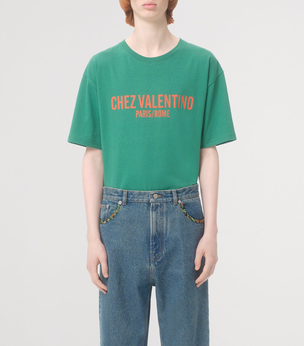 Valentino Green 'Chez Valentino' Print T-shirt
