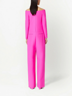 Valentino Garavani Couture Pink PP Crepe Off Shoulder Statement Jumpsuit