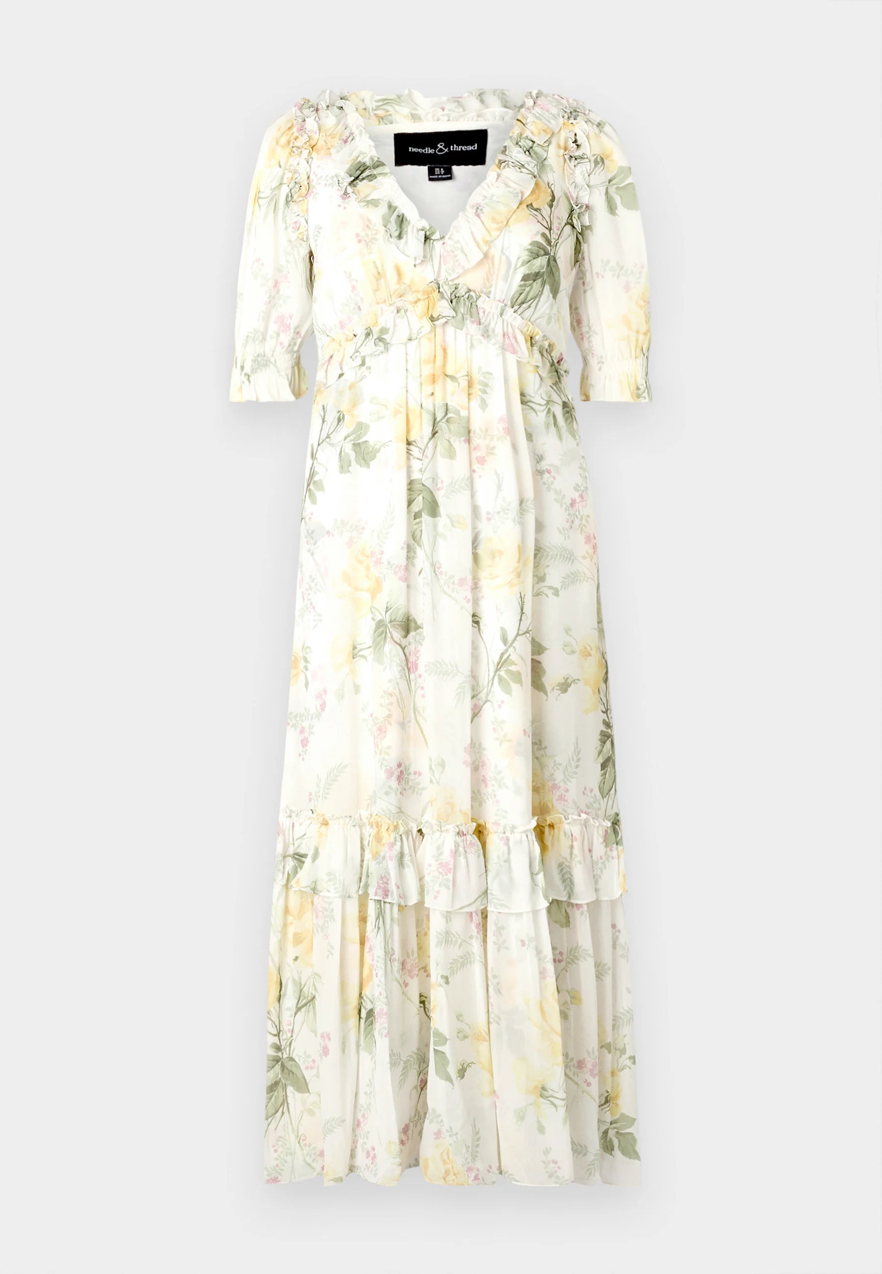 Needle & Thread Floral Rose Print Chiffon Ballerina Midi Dress