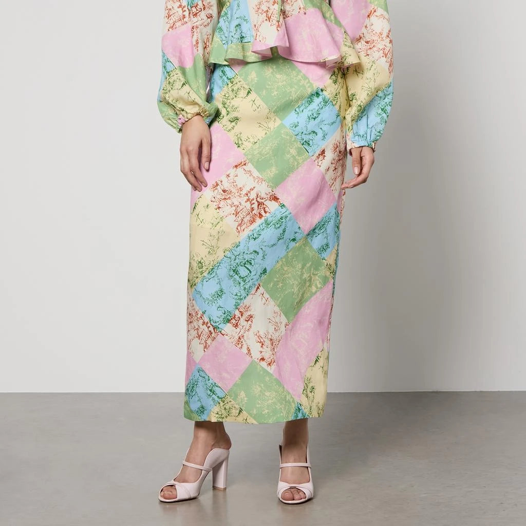 Kitri Floral Colorful Patchwork 90s Style Skirt