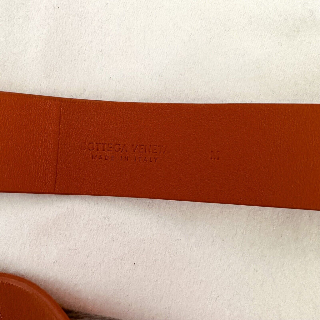 BOTTEGA VENETA Maple Brown Gold Horsebit Buckle Double Strap Belt