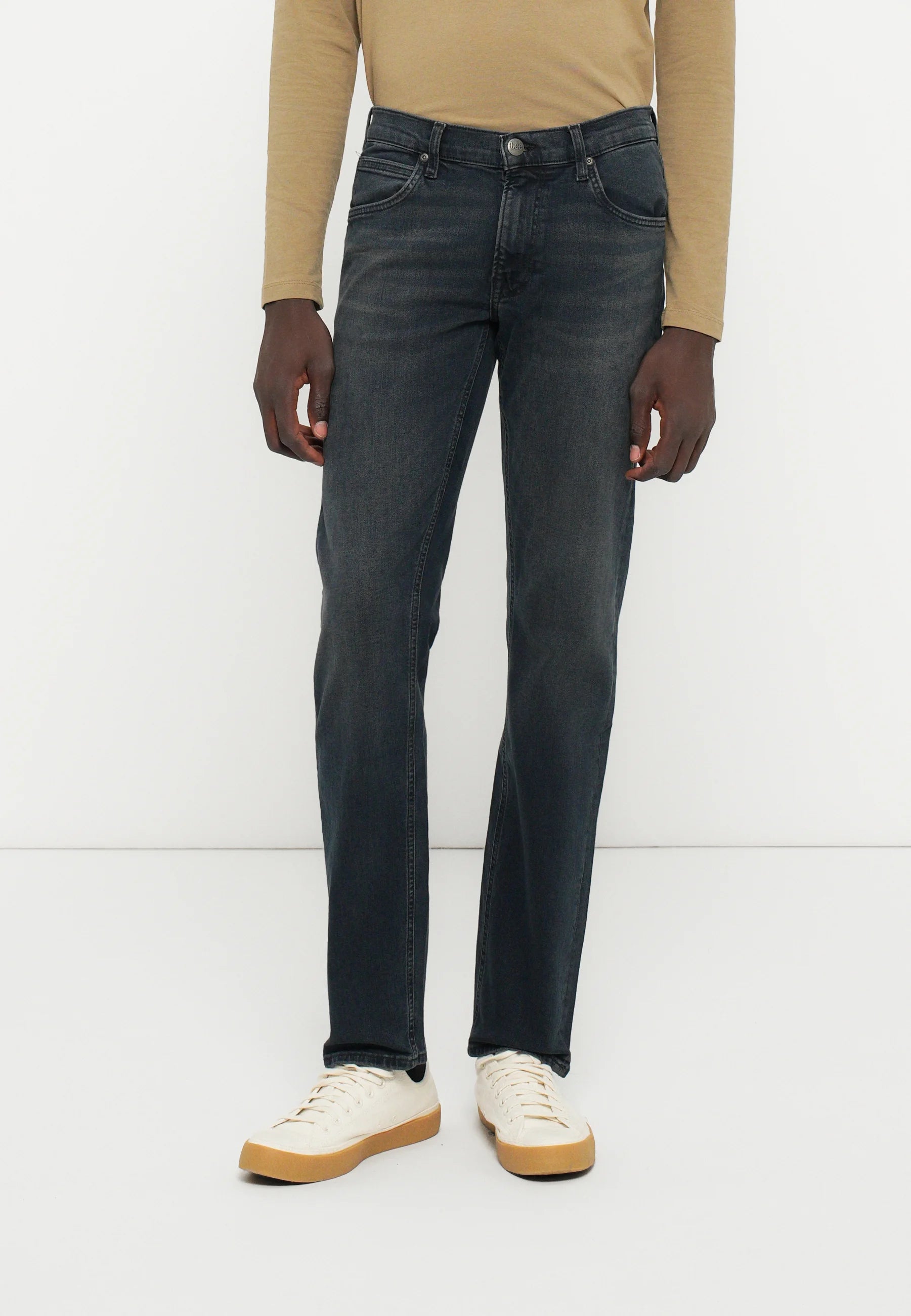 Lee Daren Dark Grey Jeans Button Fly Regular Straight