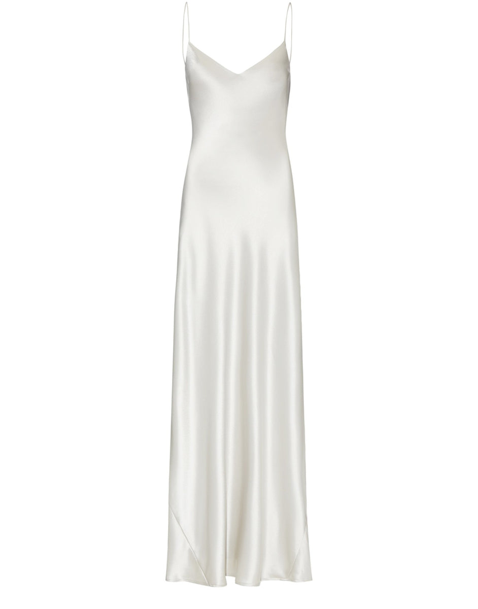 GALVAN LONDON White Silk Satin V-Neck Slip Bridal Wedding Gown Dress ...