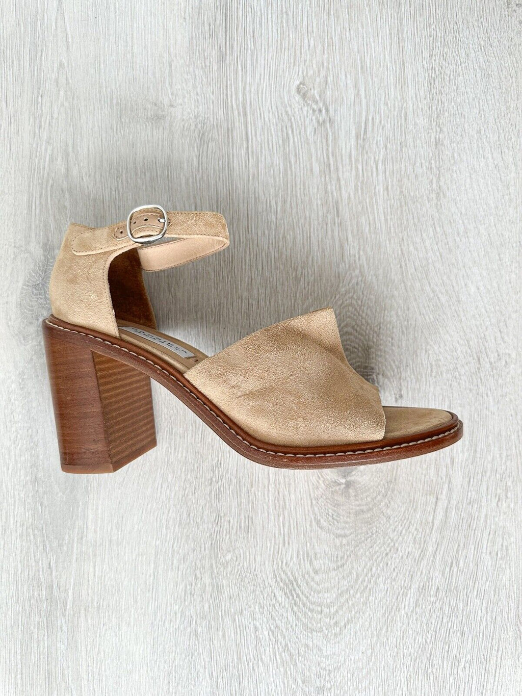 Gabriela Hearst Beau Suede Wooden Block High Heel Sandals - House Of Huntington