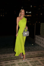 Valentino Garavani Green Pleat Detail One Shoulder Evening Occasion Gown