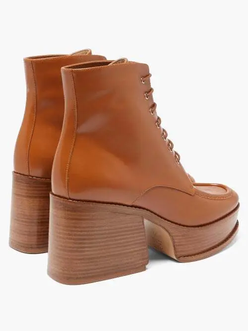 GABRIELA HEARST Tan Lace-Up Hattie Block Heel Boots - House Of Huntington