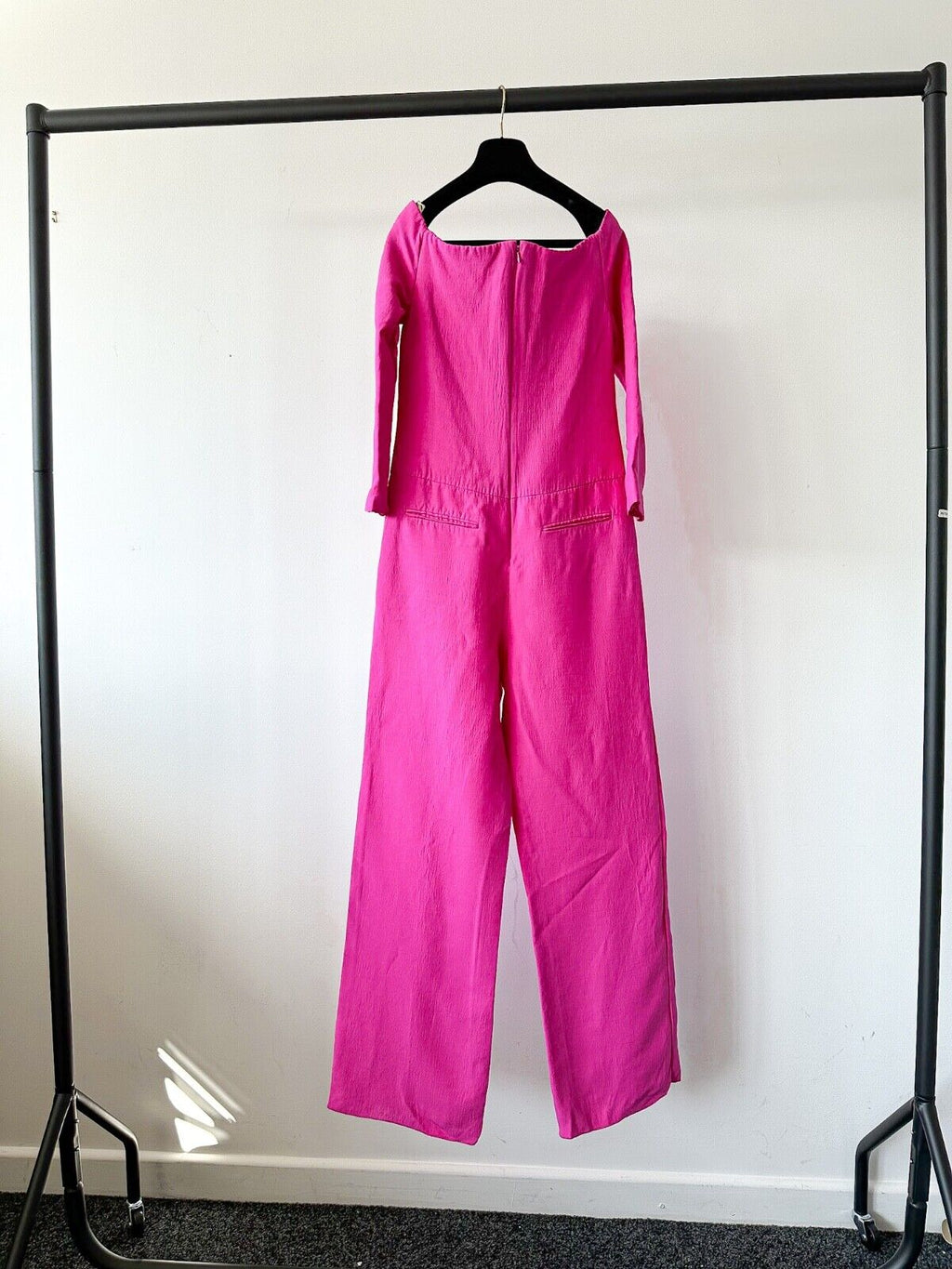 Valentino Garavani Couture Pink PP Crepe Off Shoulder Statement Jumpsuit