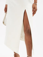 DAVID KOMA White Lace-Up Detail Crepe One Shoulder Midi Dress - House Of Huntington