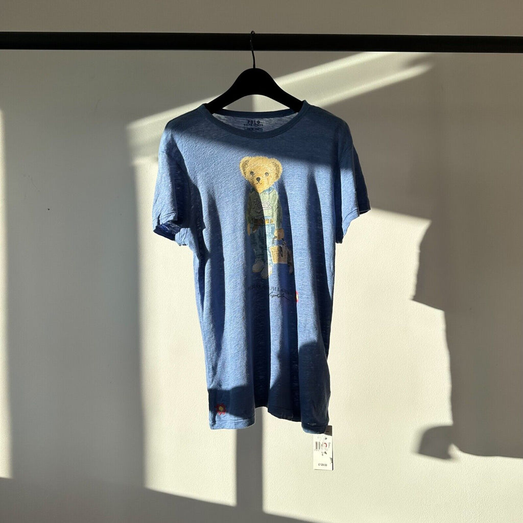 Polo Ralph Lauren Polo Teddy Bear Blue Linen Relaxed Tee