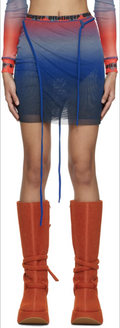 OTTOLINGER Blue Ombre Logo Waistband Mesh Wrap Mini Skirt - House Of Huntington