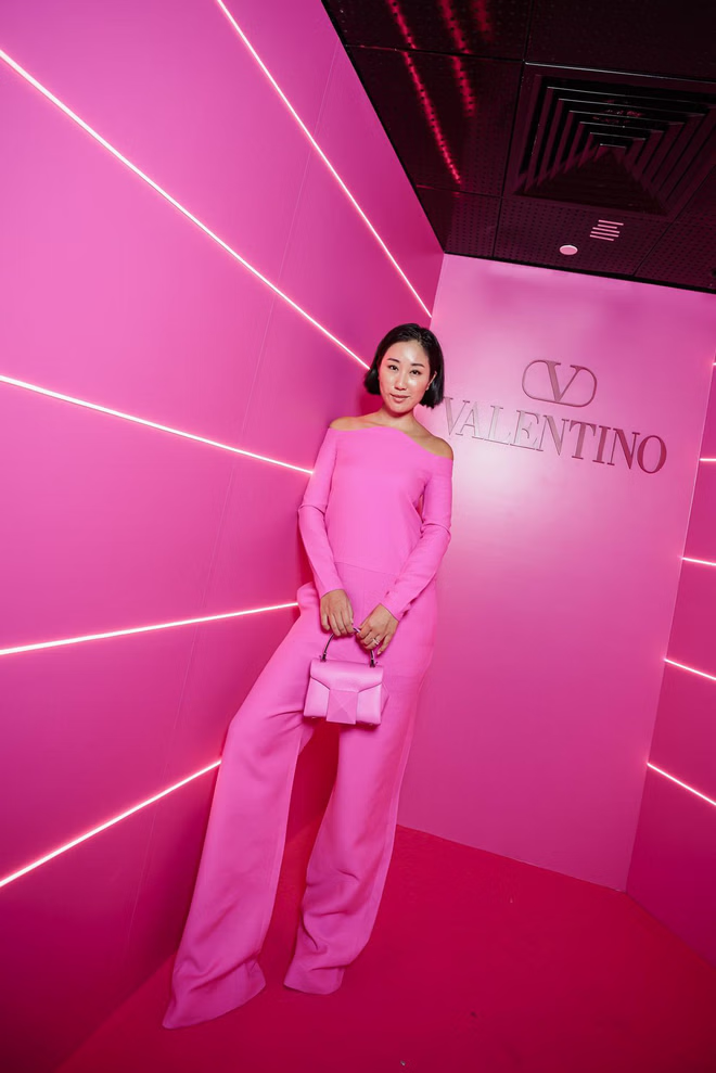 Valentino Garavani Couture Pink PP Crepe Off Shoulder Statement Jumpsuit