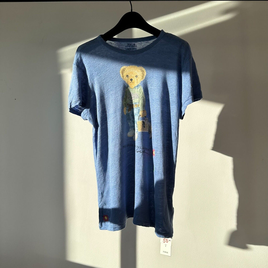 Polo Ralph Lauren Polo Teddy Bear Blue Linen Relaxed Tee