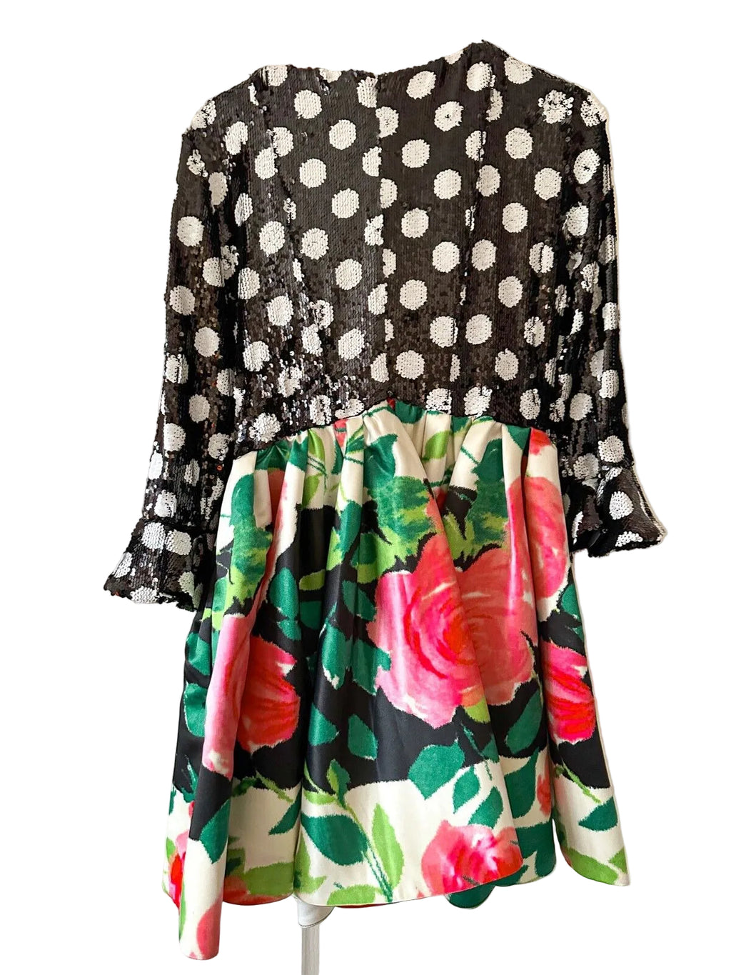 Richard Quinn Polka Dot Sequin Floral Hem Dress - House Of Huntington