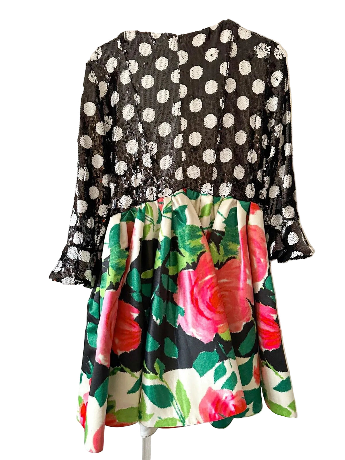 Richard Quinn Polka Dot Sequin Floral Hem Dress - House Of Huntington