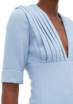 EMILIA WICKSTEAD Bella Pleated Bodice Powder Blue V-Neck Jumpsuit - House Of Huntington