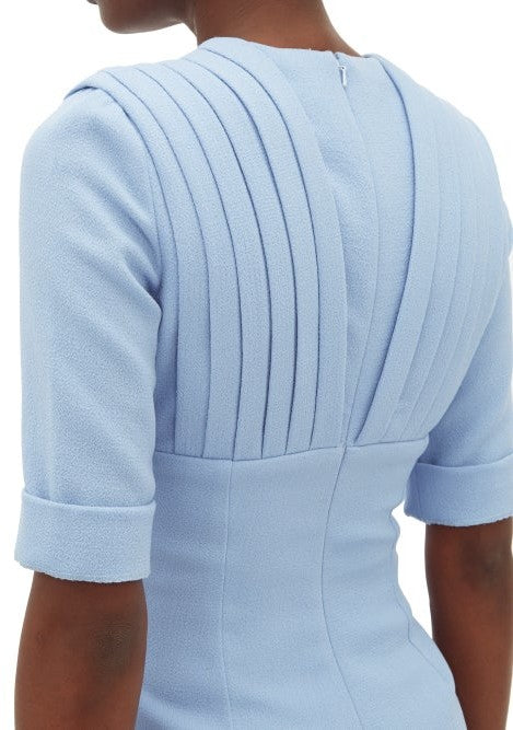 EMILIA WICKSTEAD Bella Pleated Bodice Powder Blue V-Neck Jumpsuit - House Of Huntington