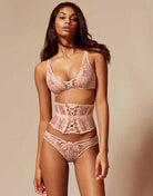 AGENT PROVOCATEUR Pink Essie Corset Satin Lace Detail Bra - House Of Huntington