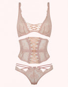 AGENT PROVOCATEUR Pink Essie Corset Satin Lace Detail Bra - House Of Huntington