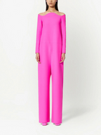 Valentino Garavani Couture Pink PP Crepe Off Shoulder Statement Jumpsuit