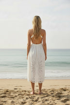 Farm Rio Richelieu Off White Broderie Anglaise Eyelet Midi Dress