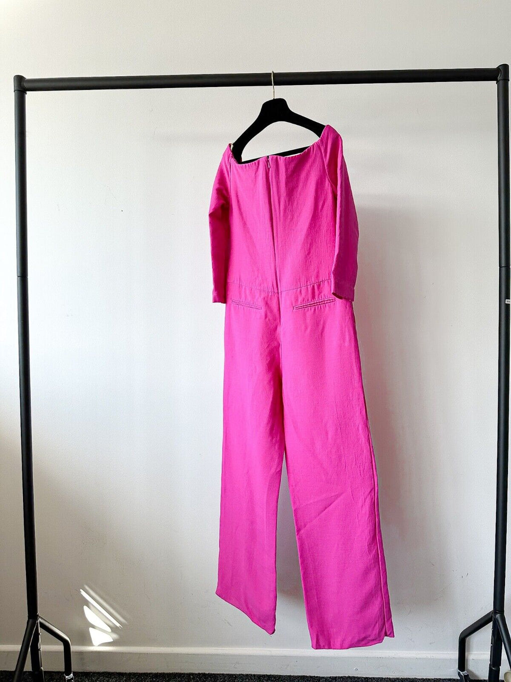 Valentino Garavani Couture Pink PP Crepe Off Shoulder Statement Jumpsuit