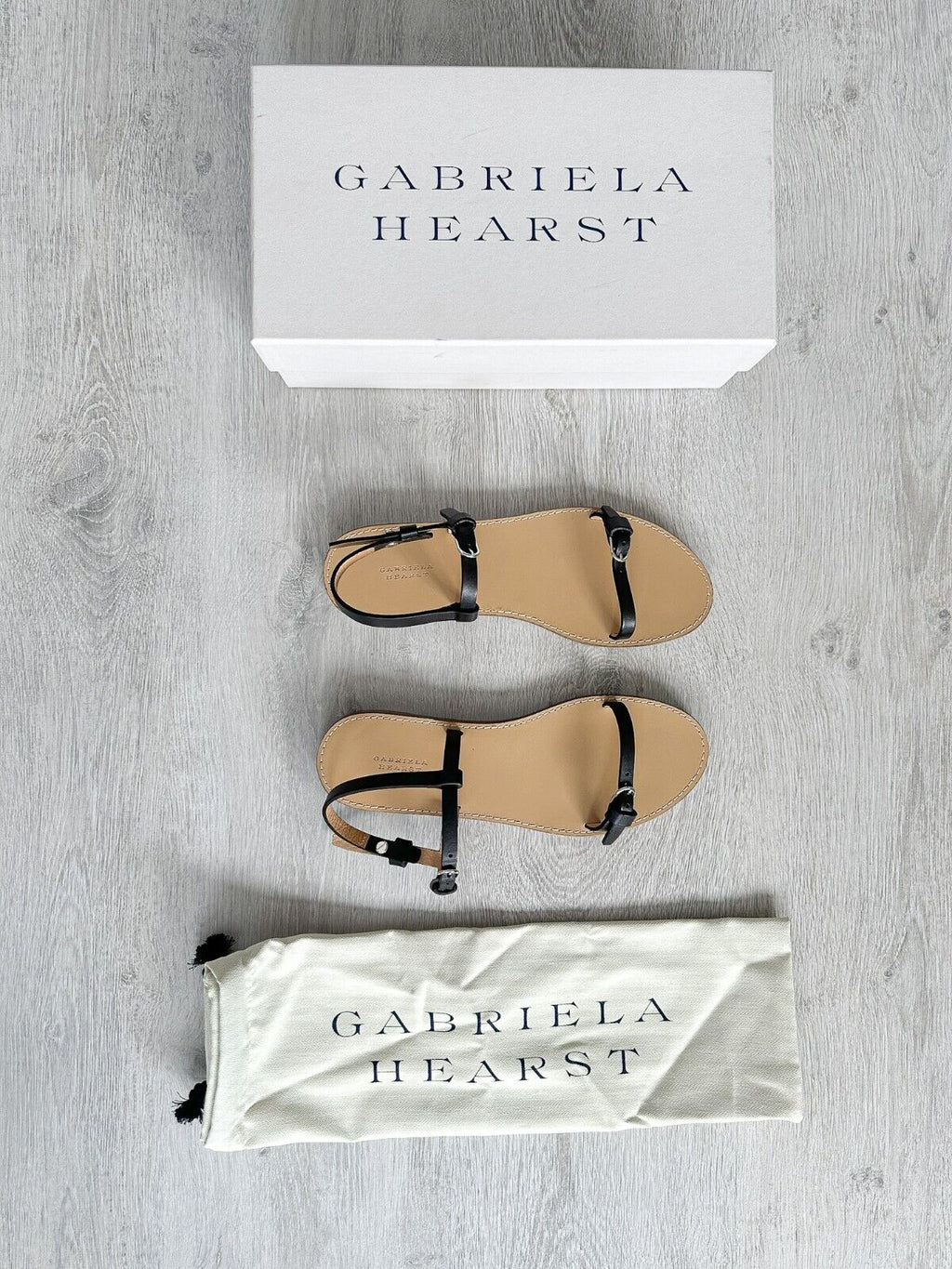 GABRIELA HEARST Steward Black Leather Slingback Sandals