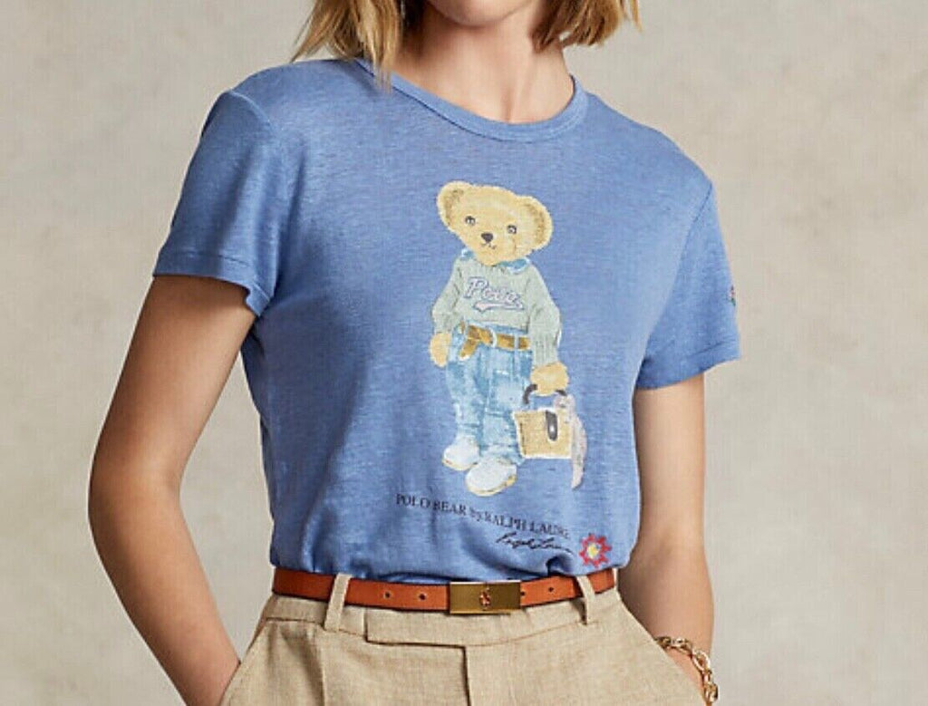 Polo Ralph Lauren Polo Teddy Bear Blue Linen Relaxed Tee