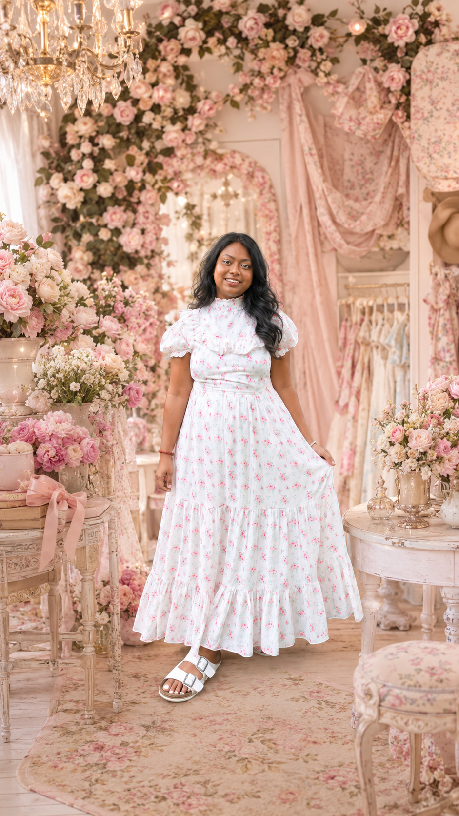 Amy Jane London Clara Floral Prairie High Neck Maxi Dress