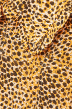 Ganni Leopard Print Ruffle Collar Detail Crepe Midi Dress