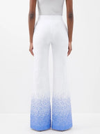 HALPERN Sequinned Cotton Lawn Stovepipe Trousers - House Of Huntington