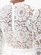 Self-Portrait White Guipure Lace And Taffeta Midi Dress