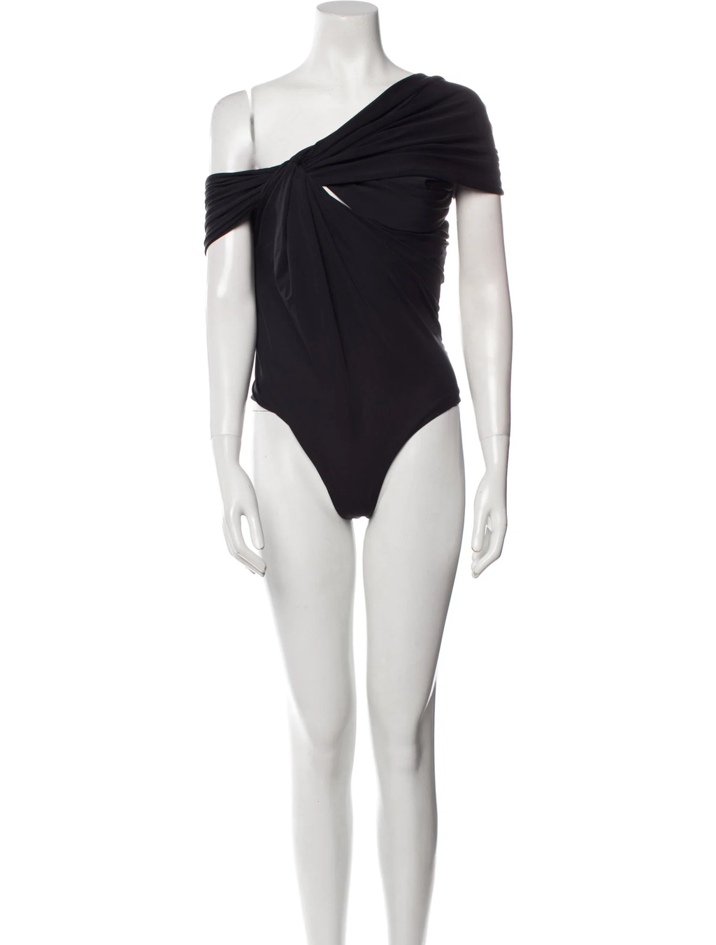 MAXIMILIAN DAVIS Black Disco Draped Sleeveless Bodysuit - House Of Huntington