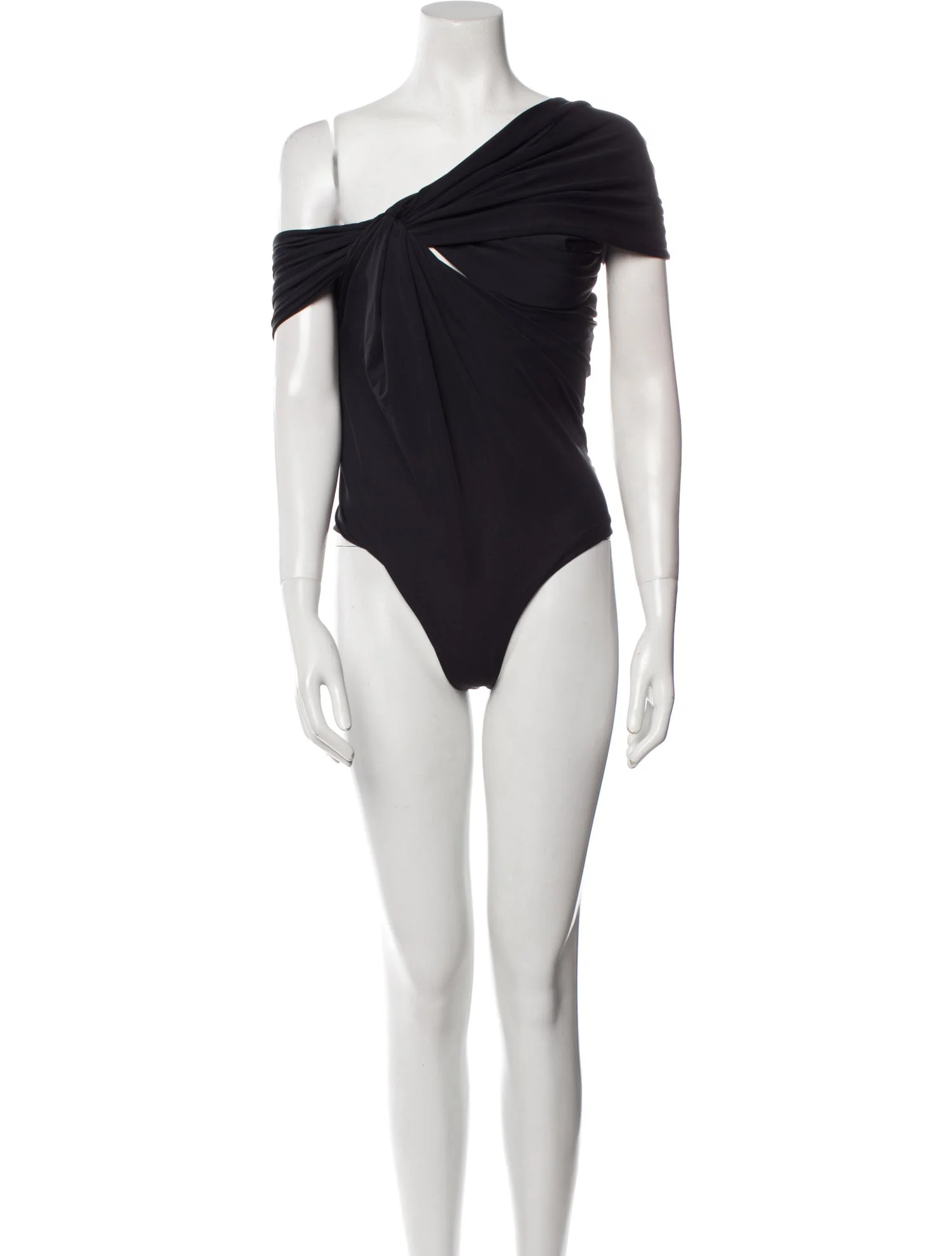 MAXIMILIAN DAVIS Black Disco Draped Sleeveless Bodysuit - House Of Huntington