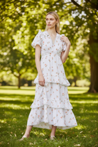 NEEDLE AND THREAD Floral Print Tiered Hem Organic Cotton Midi Dress - House Of Huntington