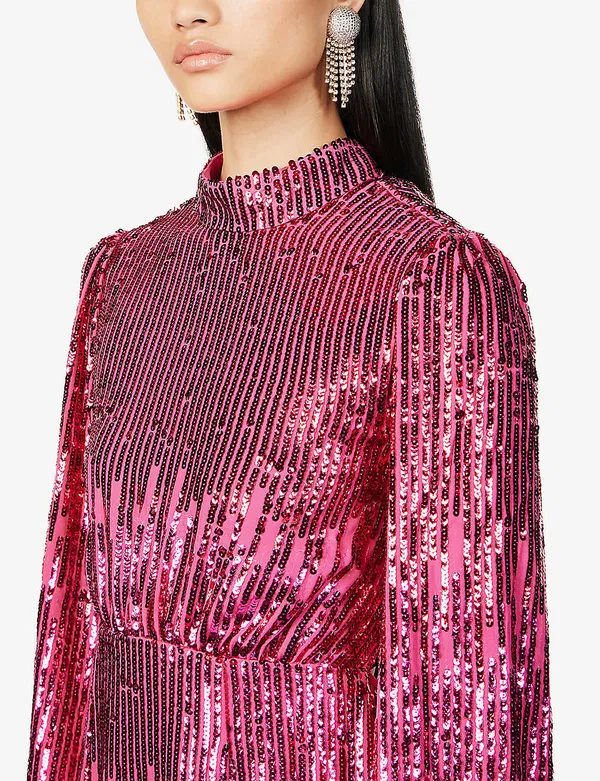 rixo pink sequin dress Corrine Star Sequin Midi Dress