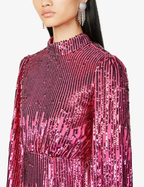 Rixo Pink Sequinned Lara Mini Dress