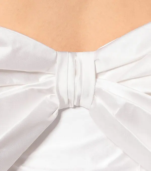 Rasario Bridal White Large Bow Back Strapless Wedding Dress