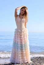 Amy Jane London Iris Dusty Corset Bodice Ruffle Tulle Layered Fairytale Gown - House Of Huntington