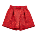 Monnalisa Girls Red Diamanté Heart Floral Brocade Shorts