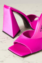 The Attico Devon Pink Satin High Heel Mules