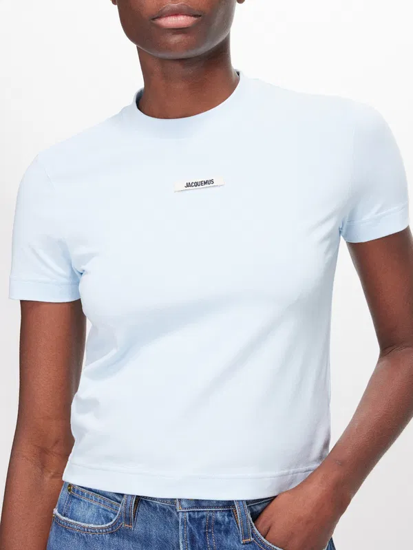 T-shirt en coton avec patch logo gros-grain Jacquemus