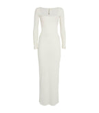Skims White Soft Lounge Ribbed Square Neck Maxi Dress