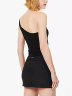 Reformation x Laura Harrier Black Maddie Knit One Shoulder Top