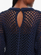 Robe longue bleu marine en coton biologique tricoté Raey