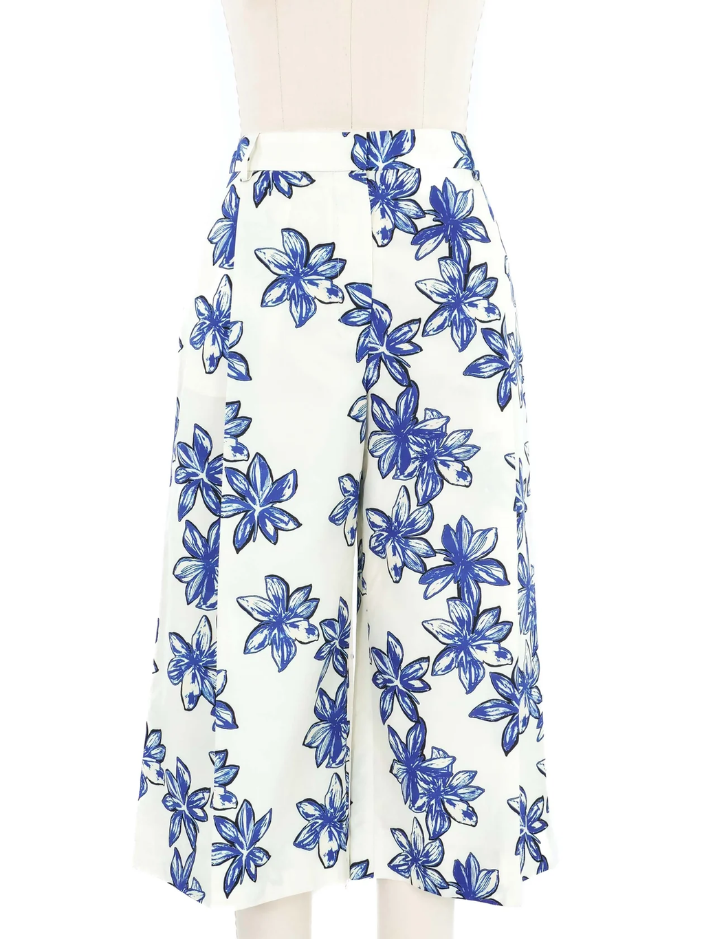 Nina Ricci Blue Floral Print Long Culottes Shorts