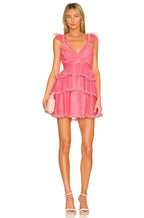 Love Shack Fancy Pink Ruffle V-Neck Zorina Mini Dress