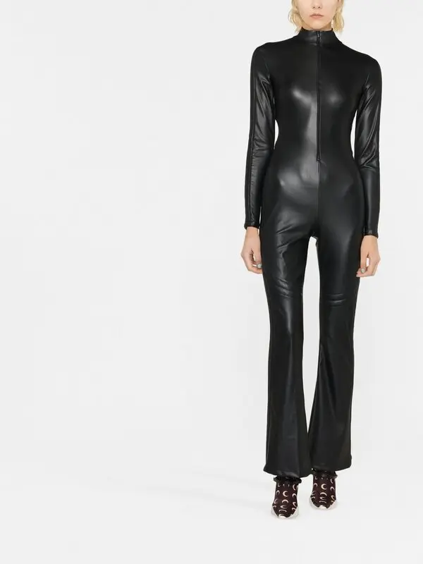 Wolford Black Mighty 80s Vegan Leather Jumpsuit
